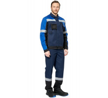 Куртка мужская рабочая летняя для ИТР "Виват" NEW сине-черно-васильковая